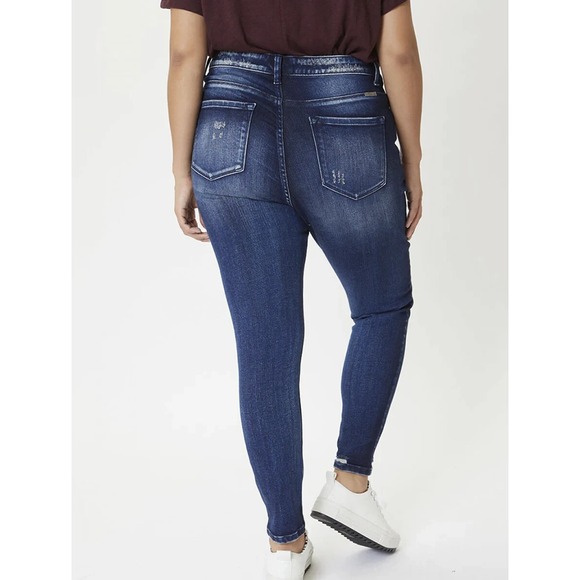 NWT KanCan High Rise Super Skinny Jeans Button Fly Dark Denim Plus Size 3XL - Picture 5 of 10